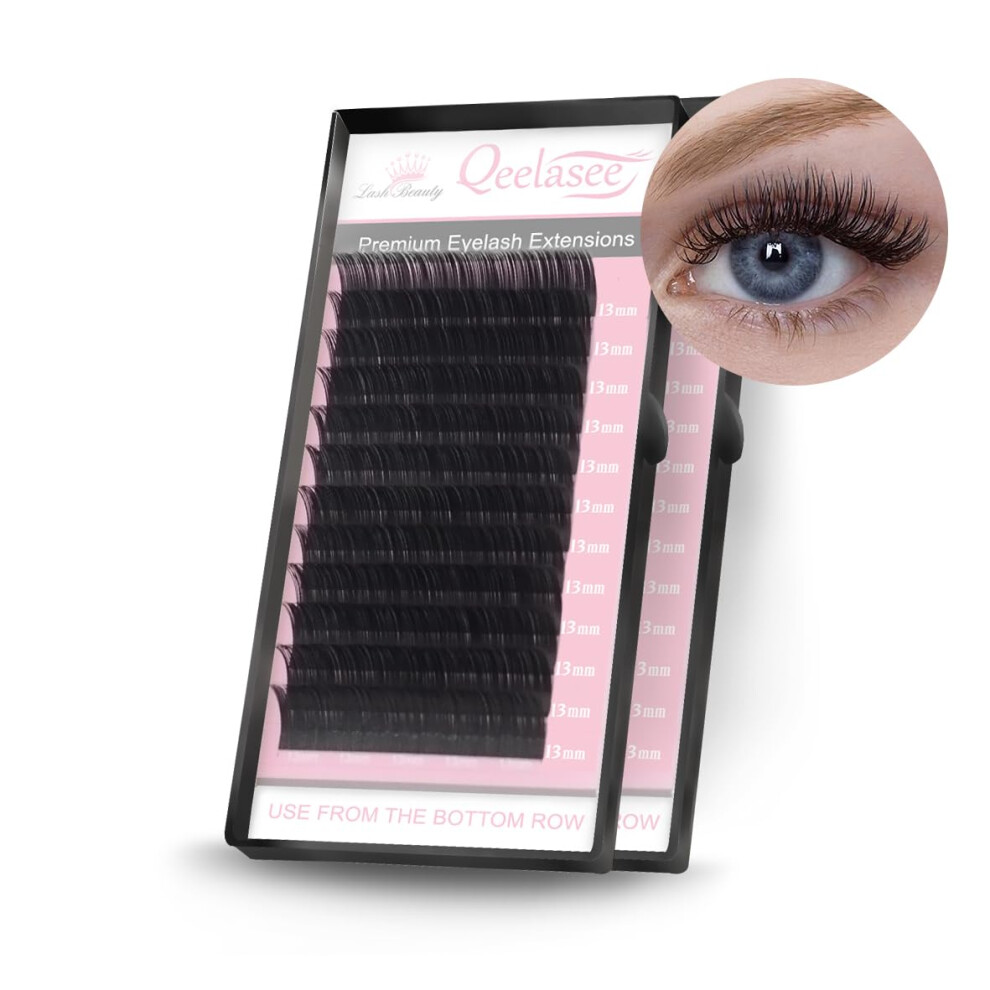 Qeelasee Eyelash Extensions Fake Mink Individual Lashes 0.05 C Curl 9Mm Volume Eyelash Extension Salon Use (C 9Mm)