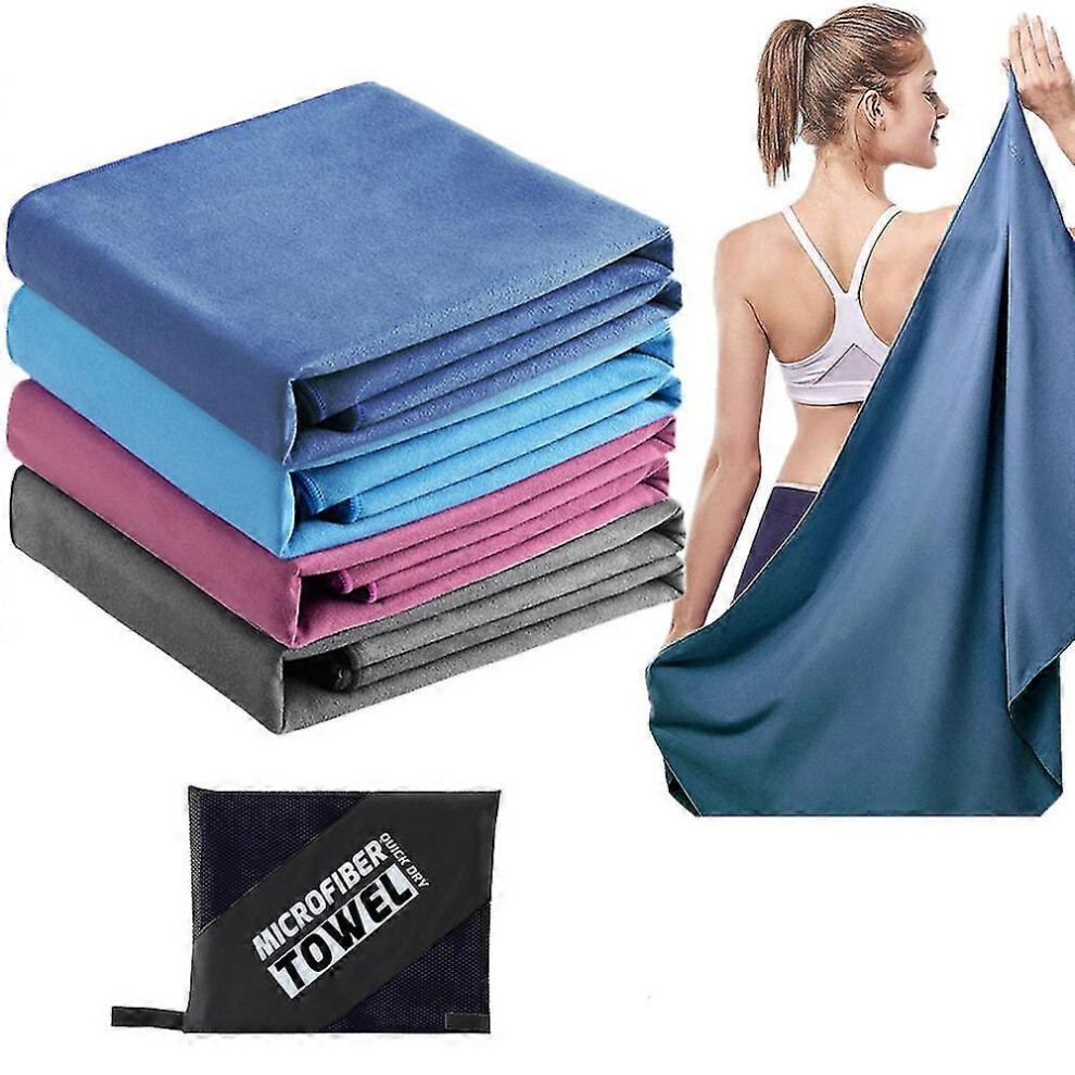 (L, Dark blue) Sports Microfiber Quick Dry Pocket Towel Portable Ultralight Absorbent Large Towel For Swimming Pool Swim Gym Fitness Yoga Beach-image-OPC-PG9FS6V-NEW