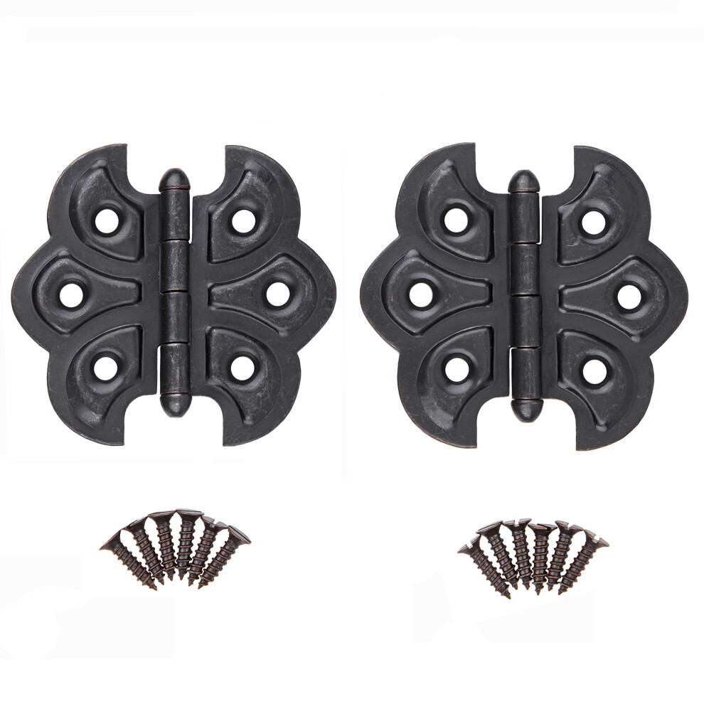 Lot de 2 charni   res papillon en bronze huil    pour armoire