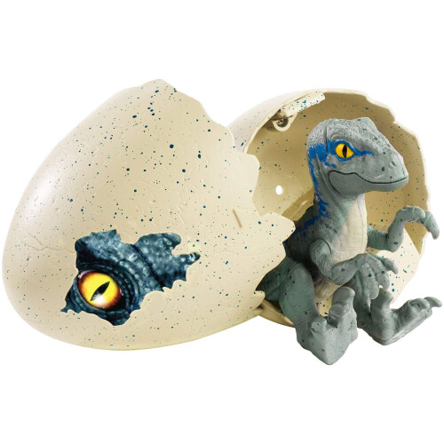 Mattel JURASSIC WORLD HATCH 'N PLAY DINOS Velociraptor Blue 1