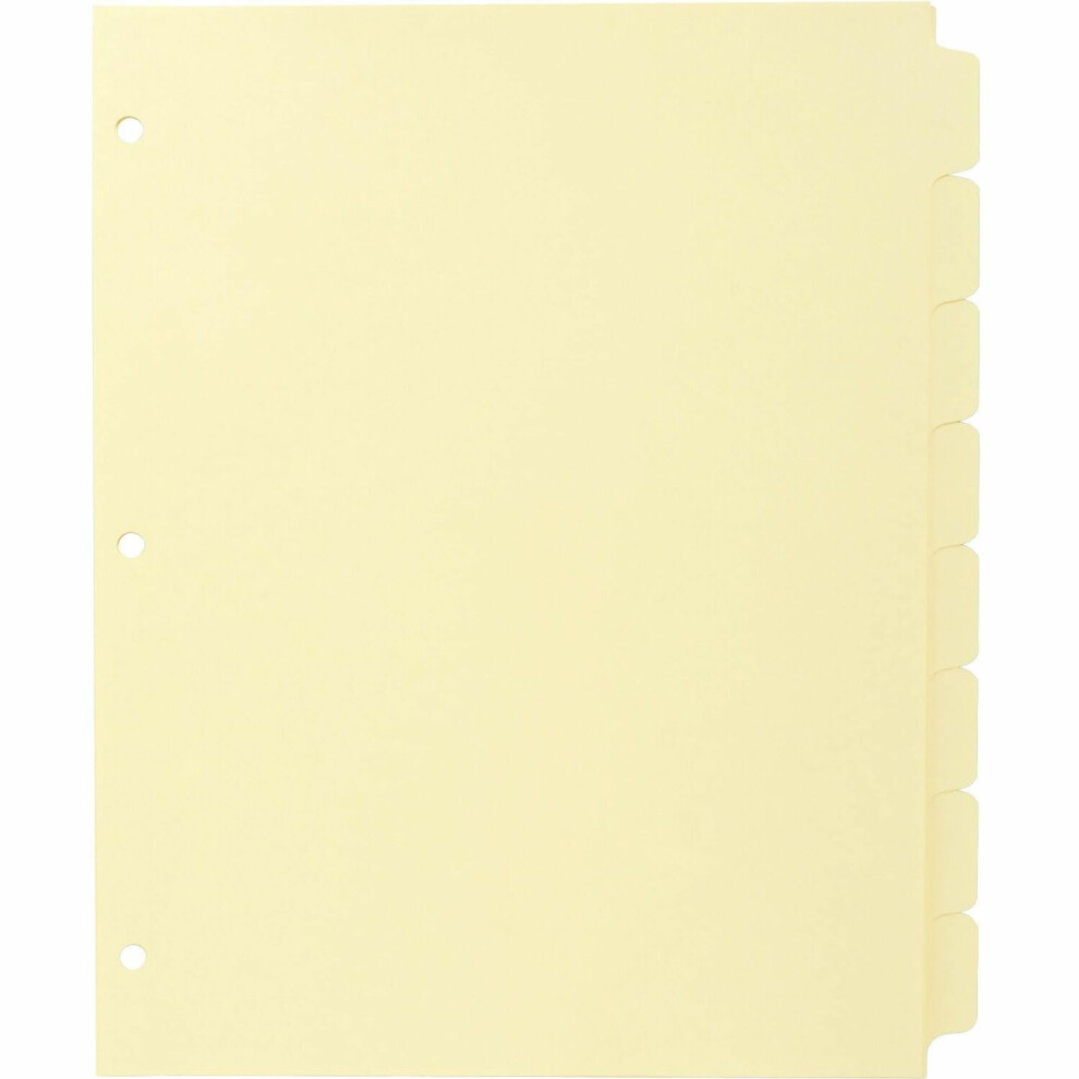 Business Source 16481 Plain Tab Indexes 3HP 8-Tab 11-Inch x8-1/2-Inch  24 Sets/BX Canary-image-OPC-PFNHJWF-NEW