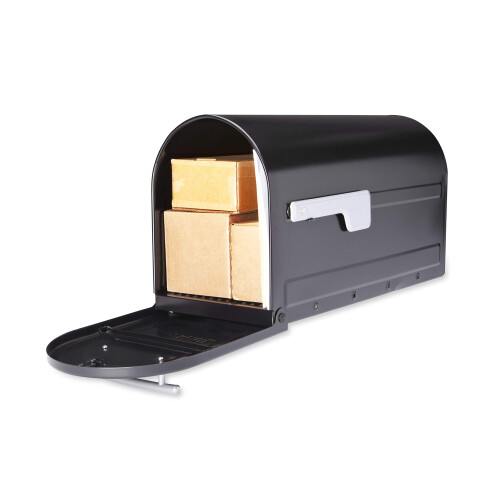 Architectural Mailboxes 7900-7B-SR-10 Boulder Postmount Mailbox  Large  Black 1