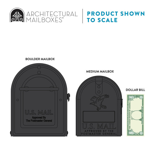 Architectural Mailboxes 7900-7B-SR-10 Boulder Postmount Mailbox  Large  Black 2