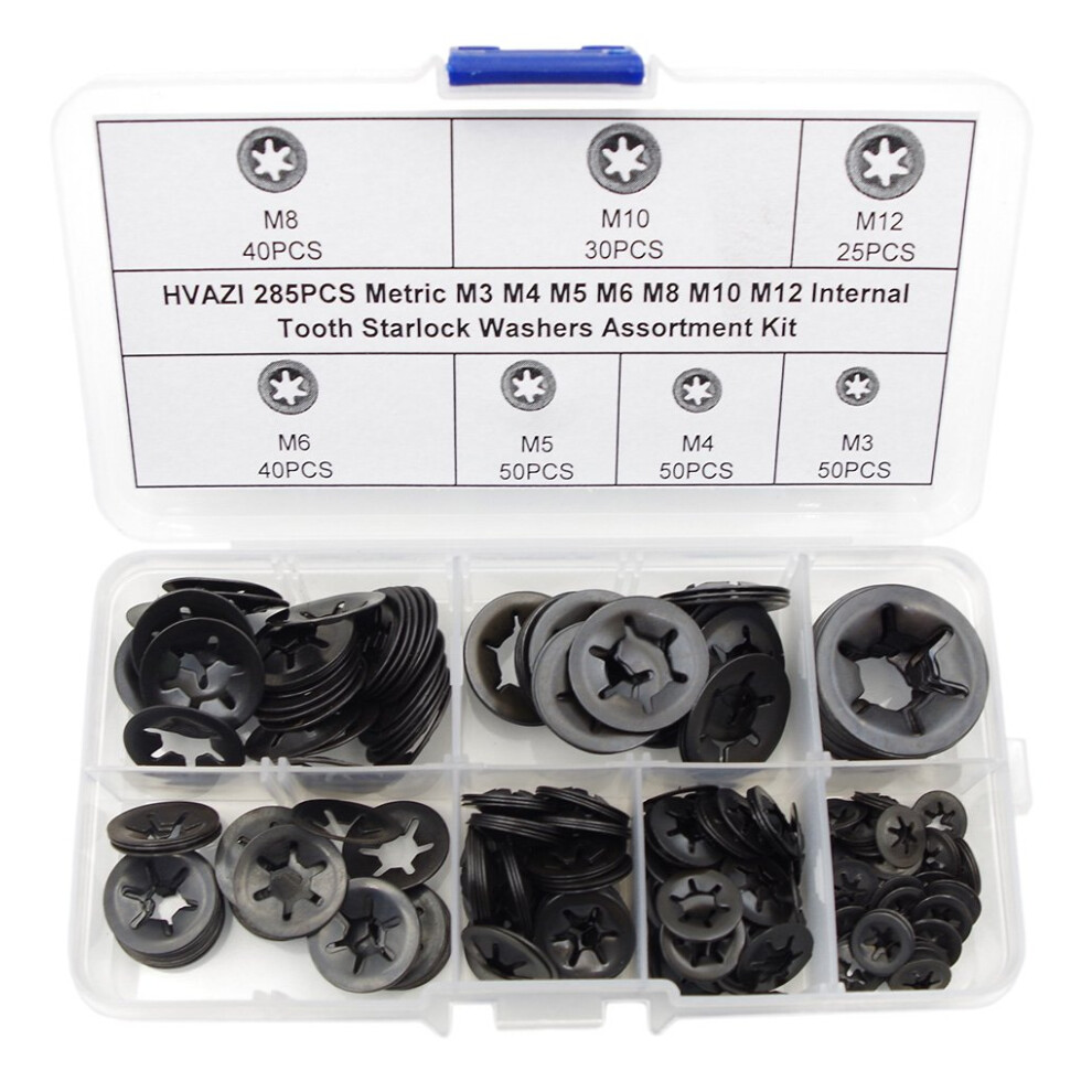 HVAZI 285PCS Metric M3 M4 M5 M6 M8 M10 M12 Internal Tooth Starlock Was-image-OPC-PFMQNSN-NEW
