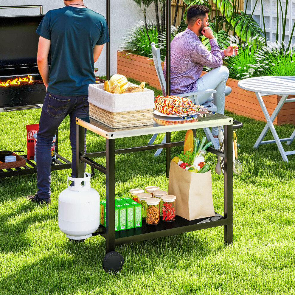 Outsunny Outdoor BBQ Table with Shelf, Outdoor Kitchen, Charcoal Grey
