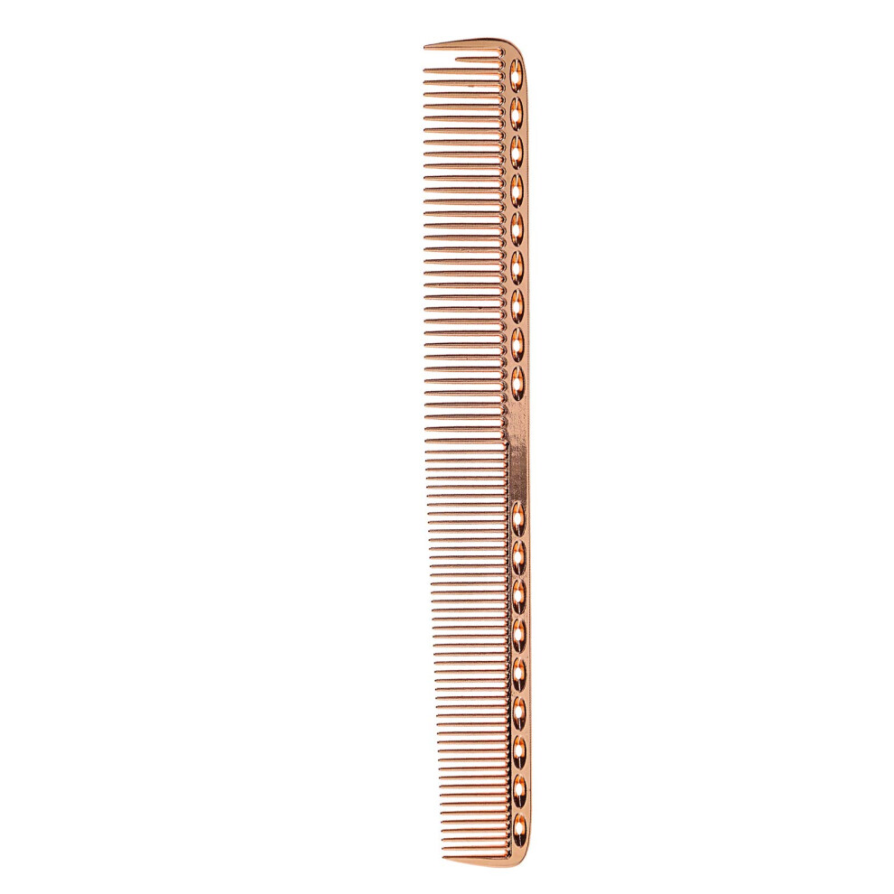 Peigne     cheveux en aluminium pour coupe de cheveux en m   tal, peignes de barbier antistatiques ultra fins en or rose