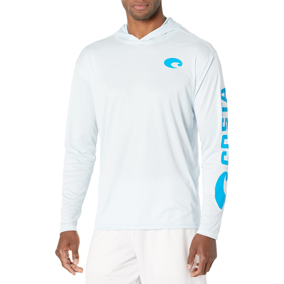 Costa Del Mar Men's Blue Technical Hood Long Sleeve Shirt Arctic Lar