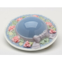 Cosmos Gifts 96224 Fine Porcelain Garden Hat Design Personal Round Mirror  Blue