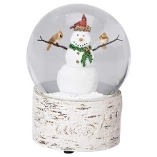 Schneemann mit Kardinalfreunden, 15,2 cm groe Musik-Schneekugel aus Kunstharz, spielt Holly Jolly Christmas