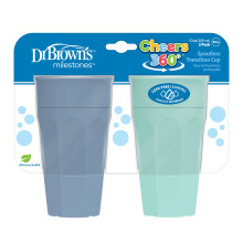 Trninkov pohr Dr. Brown's Milestones Cheers 360 pro batolata a miminka Bezpecn sippy pohrek Modr/Aqua 10oz/300ml 9m+ 2 balen (barvy se mohou l