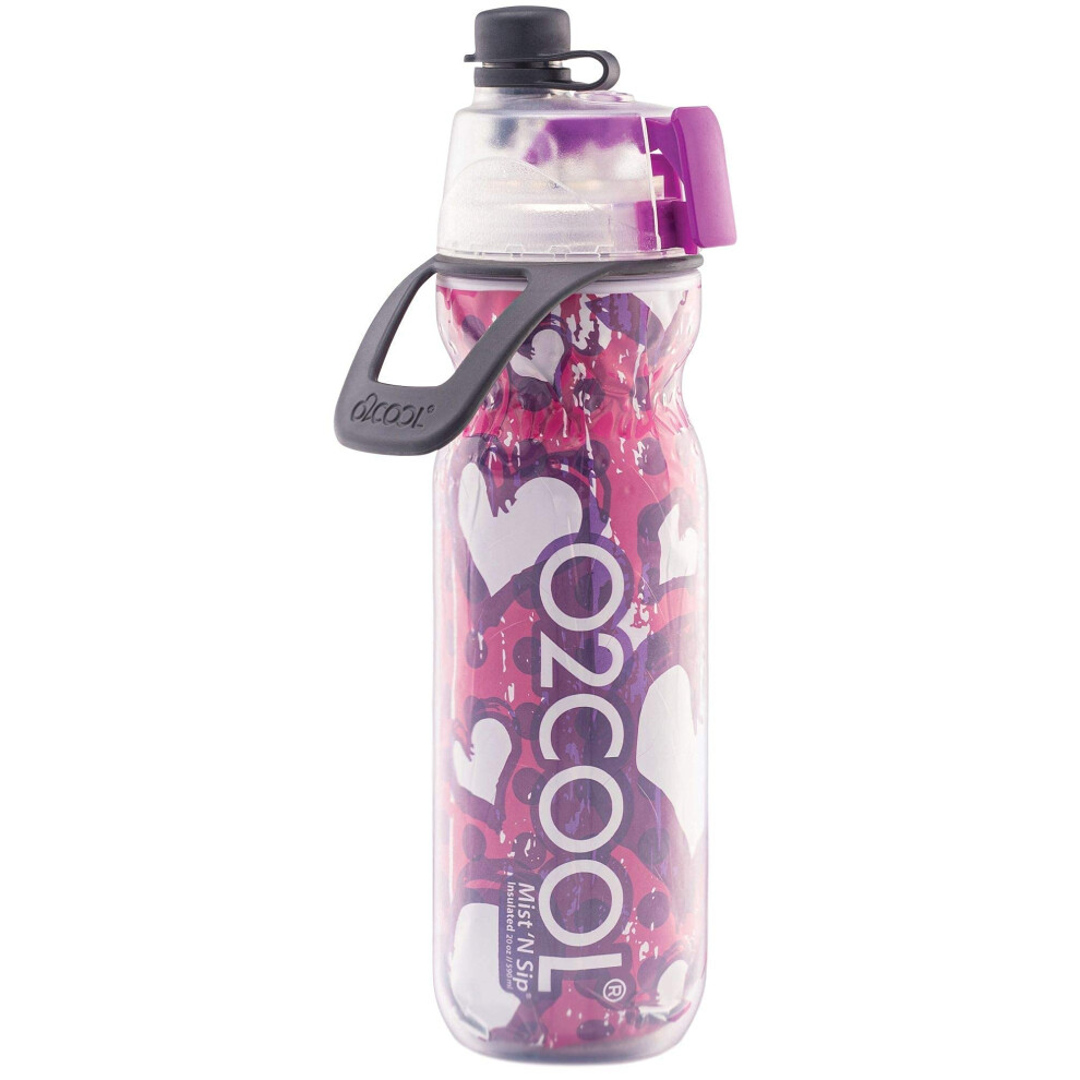 O2COOL Mist 'N Sip Misting Water Bottle 2-W-1 Mgla I Sip Funkcja Bez Wycieku Wyciagnij Top (Serca)-image