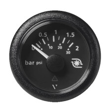 Veratron 52MM (2-1/16"") ViewLine Boost Pressure Gauge 2 Bar/30 PSI - Black Dial & Round Bezel
