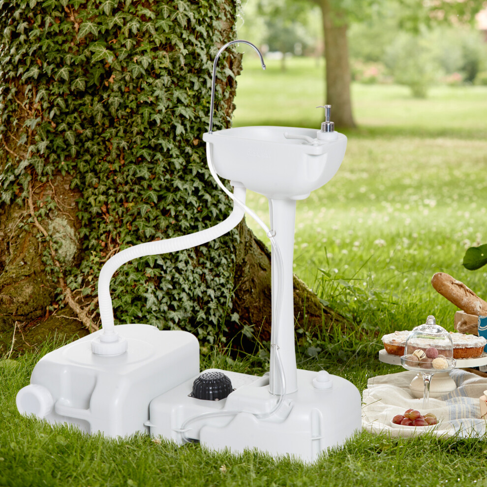 Outsunny 24L Portable Portable Hand wash Sink Hand Washing Basin Water Tank HDPE
