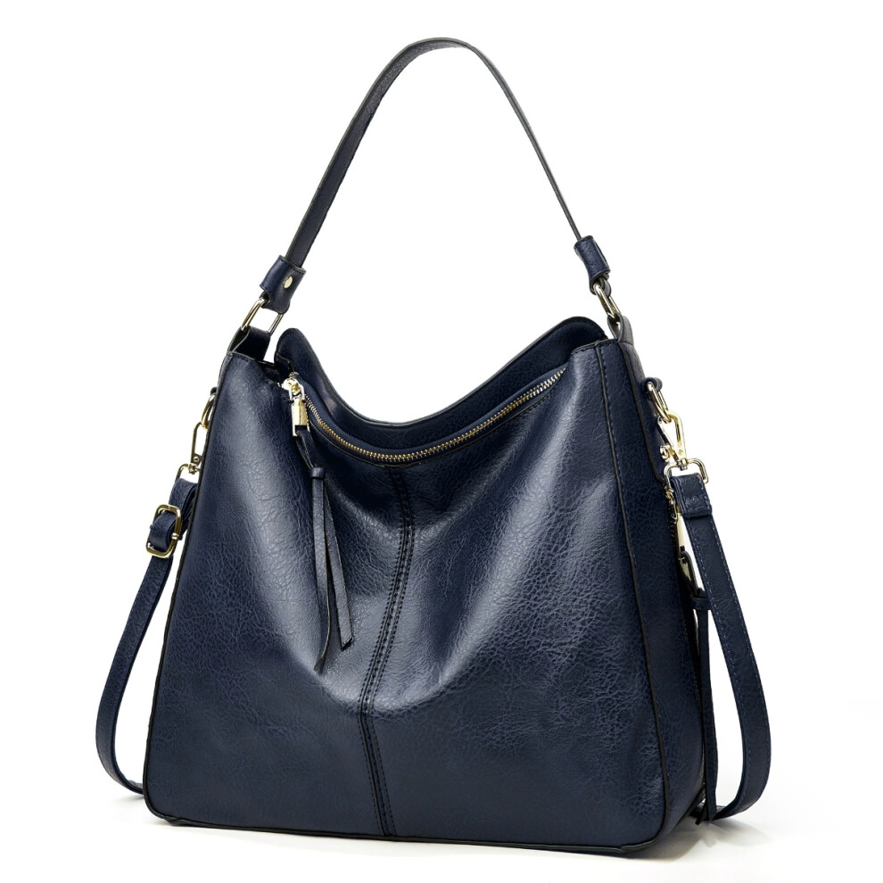 (Dark Blue) Women's Pu Leather Tote Large-Capacity Handbag & Shoulder Bag Not,Specified