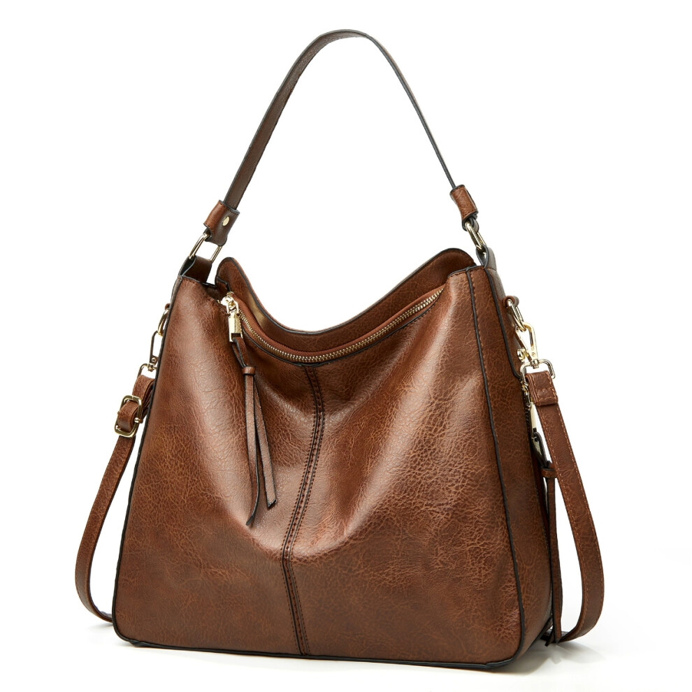 (coffee) Women's PU Leather Tote Large-Capacity Handbag & Shoulder Bag