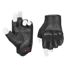 Superbike Fingerlose Motorradhandschuhe Herren-Motorrad-Rennhandschuhe aus Leder mit harter Knchelpanzerung (G11-Schwarz XL)
