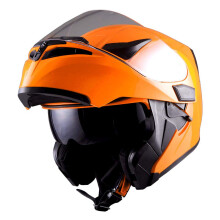 1Storm Modularer Integralhelm f  r Motorradfahrer mit hochklappbarem Doppelvisier und Sonnenschutz: HB89 gl  nzend Orange