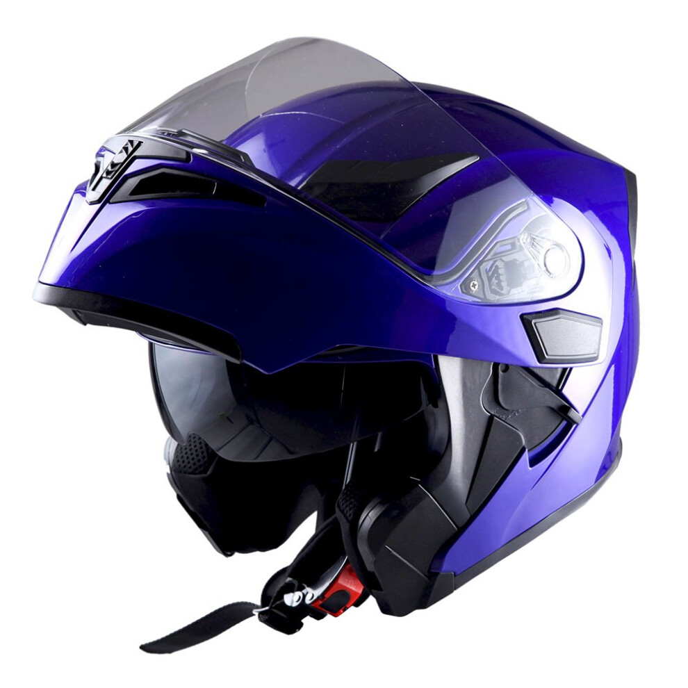 Casque De Moto Modulaire Int Gral 1Storm, Double Visi Re Rabattable, Pare-Soleil : HB89 Bleu Brillant-image
