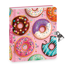 Peaceable Kingdom Donut Diary 6.25"""" Lock and Key  Lined Page Diary for Kids