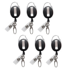 Intrekbare badgehaspel met klauwsluiting en clip voor identiteitskaarthouders (6 stuks)