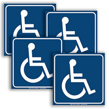 Samolepky iSYFIX Handicap Signs Obtisky Symbol - 4 balen 3x3 palce - Prmiov predn lepic vinyl pro aplikaci na okno nebo sklenen dvere Samolepka