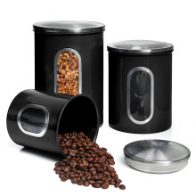 Mixpresso 3 pieces Black Bandings sets pour la cuisine pots de cuisine avec voir Windows Airght Coffee Container Tea Organizer et sucre Canister