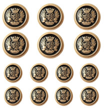 MebuZip 14 kusu Black Gold Metal Button Button Set 15mm 20mm pro blejzry Obleky Sportovn kabty Jednotn bundy (MBM22)