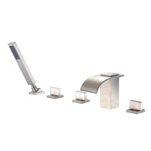 Roman Tub Faucet with Hand Shower Waterfall Tub Filler Deck Mount Bru