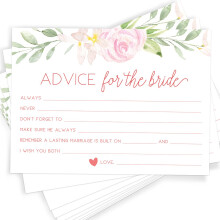 Gedruckte Party-Hochzeitsratschlge und Wnsche, Blumen-Brautparty, 50 Karten