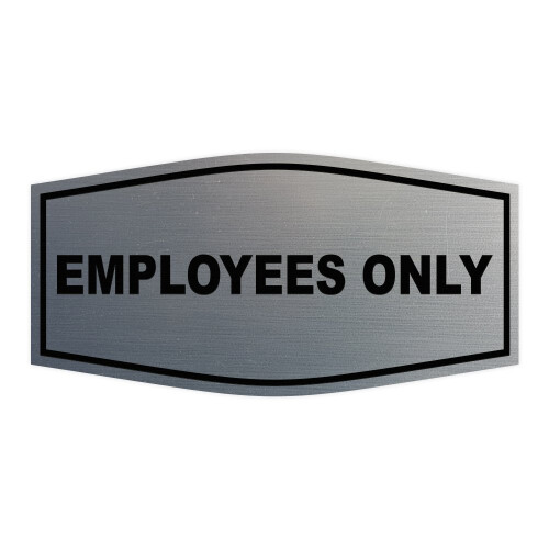 Fancy Employees Only Sign (Brushed Silver) - Small