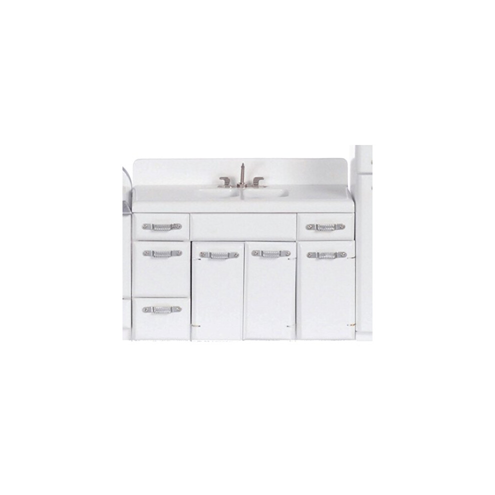 Casa Delle Bambole Miniatura 1950 Doppio Lavello, Bianco #T5014-image