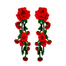 1 perechi de dantela brodata ?i decaluri de cusut de repara?ii accesorii pentru haine pentru accesorii din dantela (ro?u)