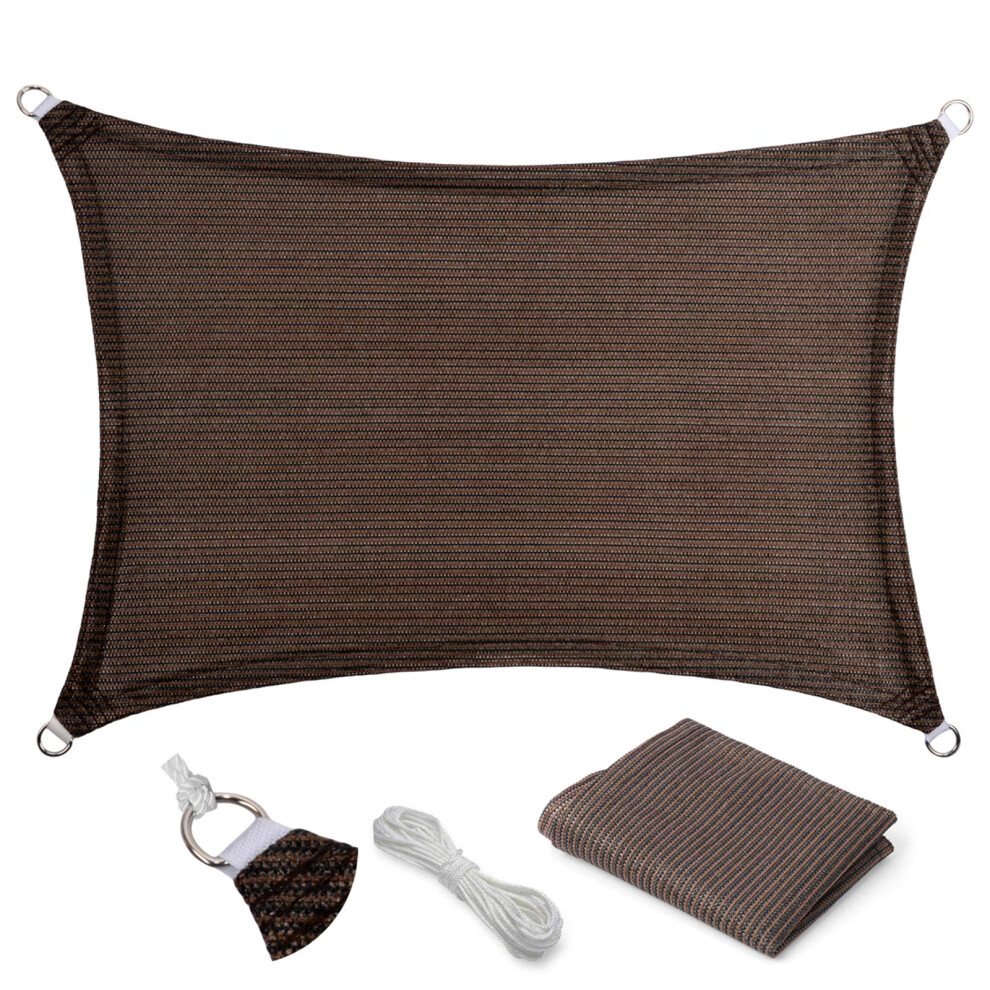 Voile d'ombrage rectangulaire en tissu marron 6 x 8 cm pour terrasse, jardin, arri   re-cour, pergola