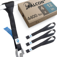 Valonic Falcon Spanngurte mit weicher Schlaufe 4 Stck, 4400 lbs, 2,5 cm x 30,5 cm, doppelt genht, Schwarz fr Motorradlenker