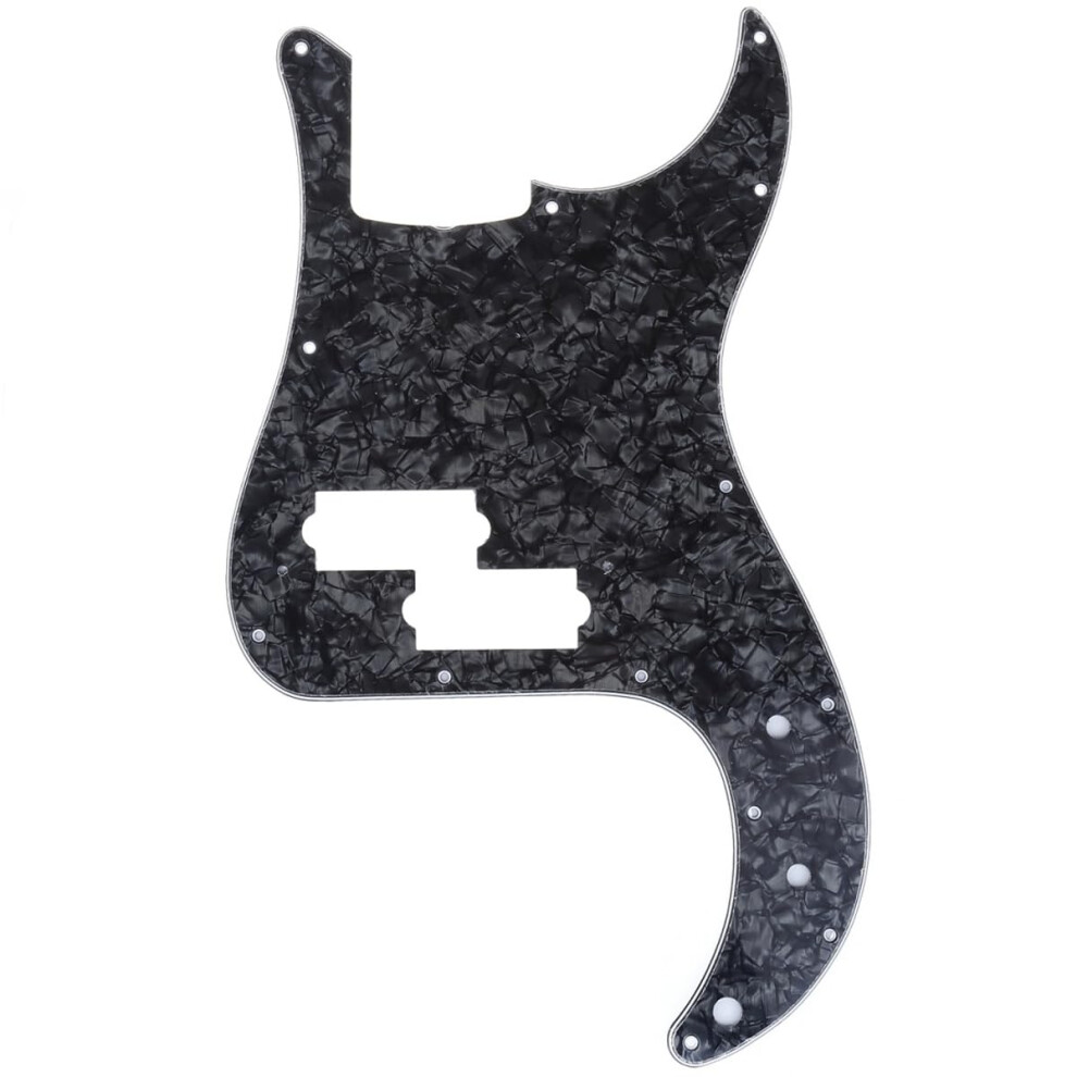 Musiclily Pro 13 Fori Battipenna P Basso Pickguard Per Jpn Fender Japan Precision Bass 4 Corde, 4 Strati Black Pearl-image