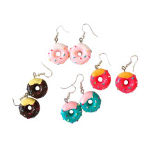 4 pares de donut brincos de resina com comida fofa imita brincos de rosca para mulheres meninas garotas