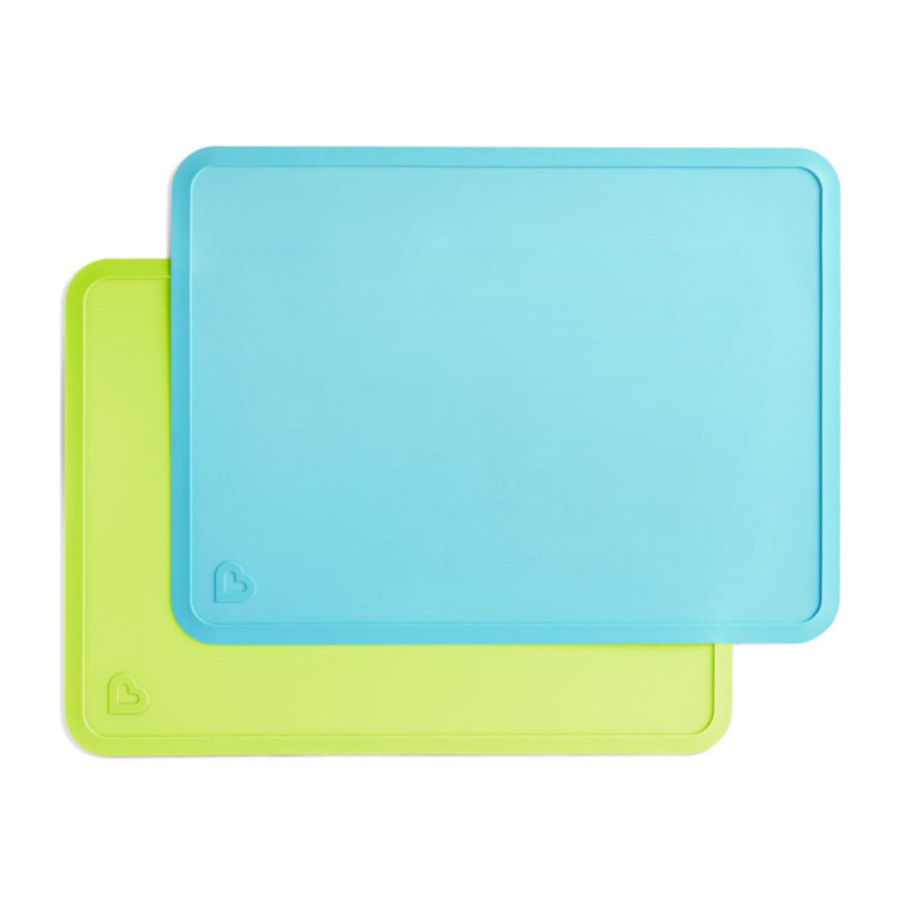 Munchkin Spotless Silicone Placemats for Kids  2 Pack  Blue/Green