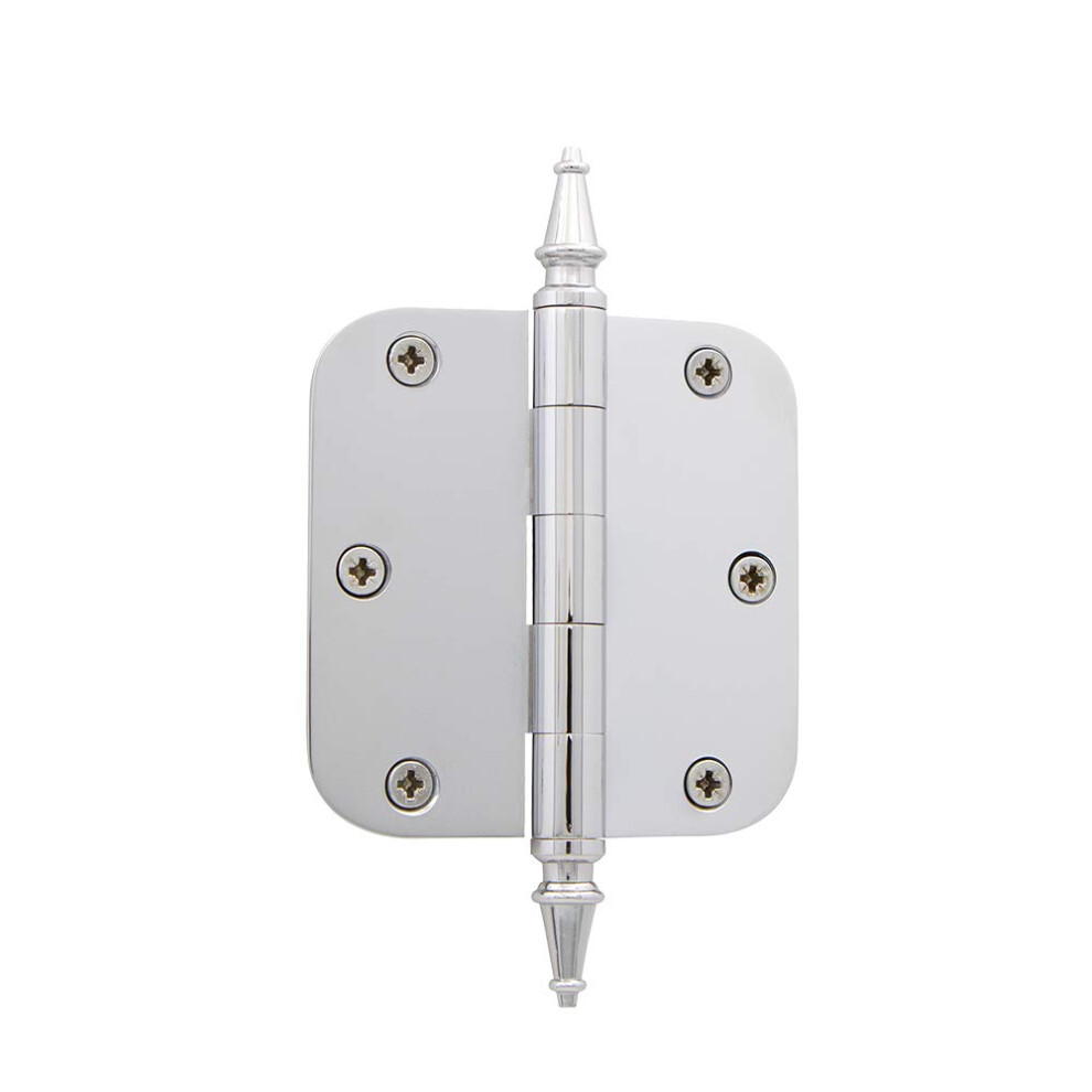 Nostalgic Warehouse 746071 3.5"" Steeple Tip Residential 5/8"" Radius Corners Door Hinge Bright Chrome 640697460710