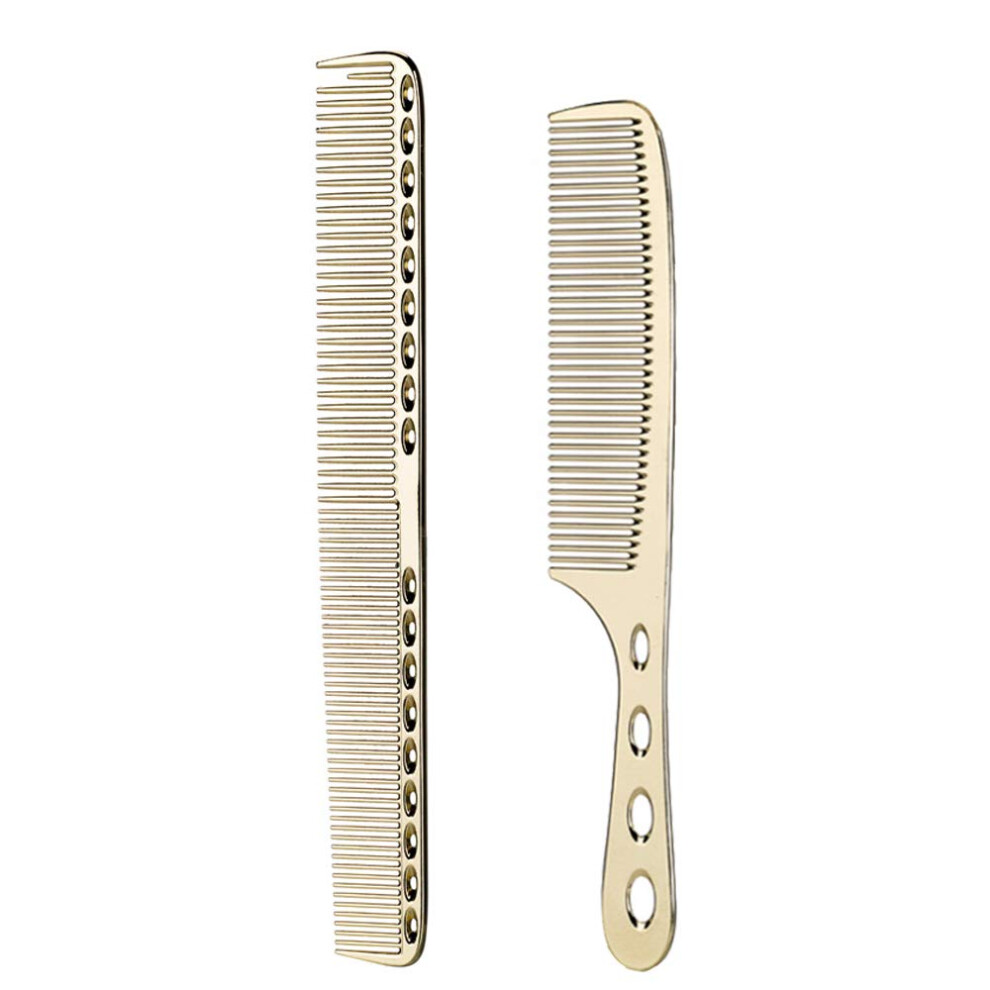 Wweenuo 2 Pcs Stainless Steel Hair Combs Anti Static Styling Comb Hairdressing