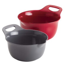 Outils Rachael Ray et gadgets nidification / bol mlange empilable Ensemble avec des becs coulants et manche - 2 et 3 litres rouges et gris