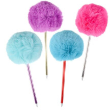 6 Pack Pom Pom Pens Cute Faux Fur 3.5 """" Pom Poms