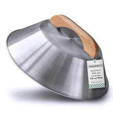 Mammafong Aluminium-Wok-Abdeckung fr 35,6 cm (14 Zoll) handgehmmerter Wok, 33 cm (13 Zoll) flacher Wok-Deckel