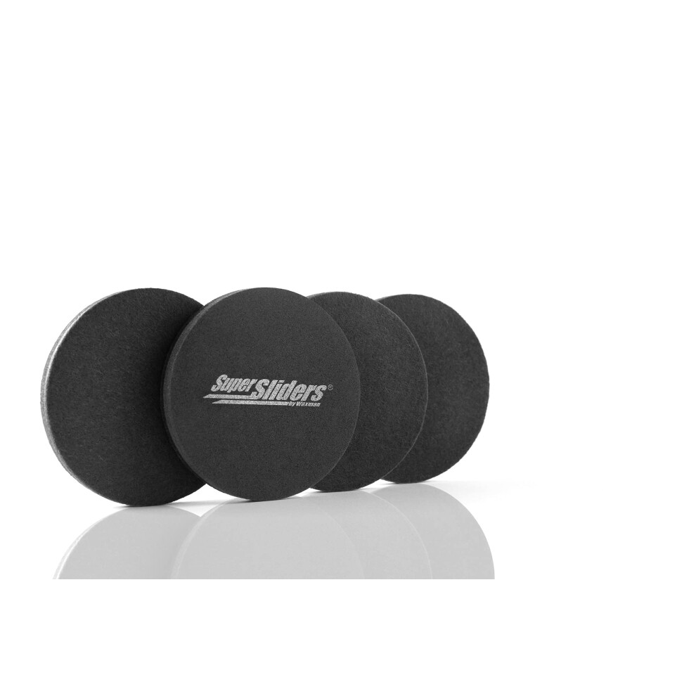 Super Sliders 3 1/2"" Round Reusable Furniture For Hard Surfaces - Effortless Moving And Surface Protection Black (4 Pack) 074523476352
