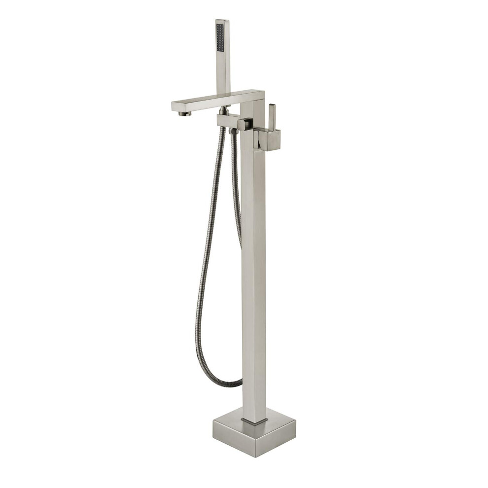 Wowkk Freestanding Bathtub Faucet Tub Filler Brushed Nickel Floor Moun 720355391089