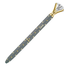 Kugelschreiber, einziehbar, Metallic-Gold und Grau gepunktet, Gem Top Love Kugelschreiber, 2 Stck, 5 1/2 Zoll