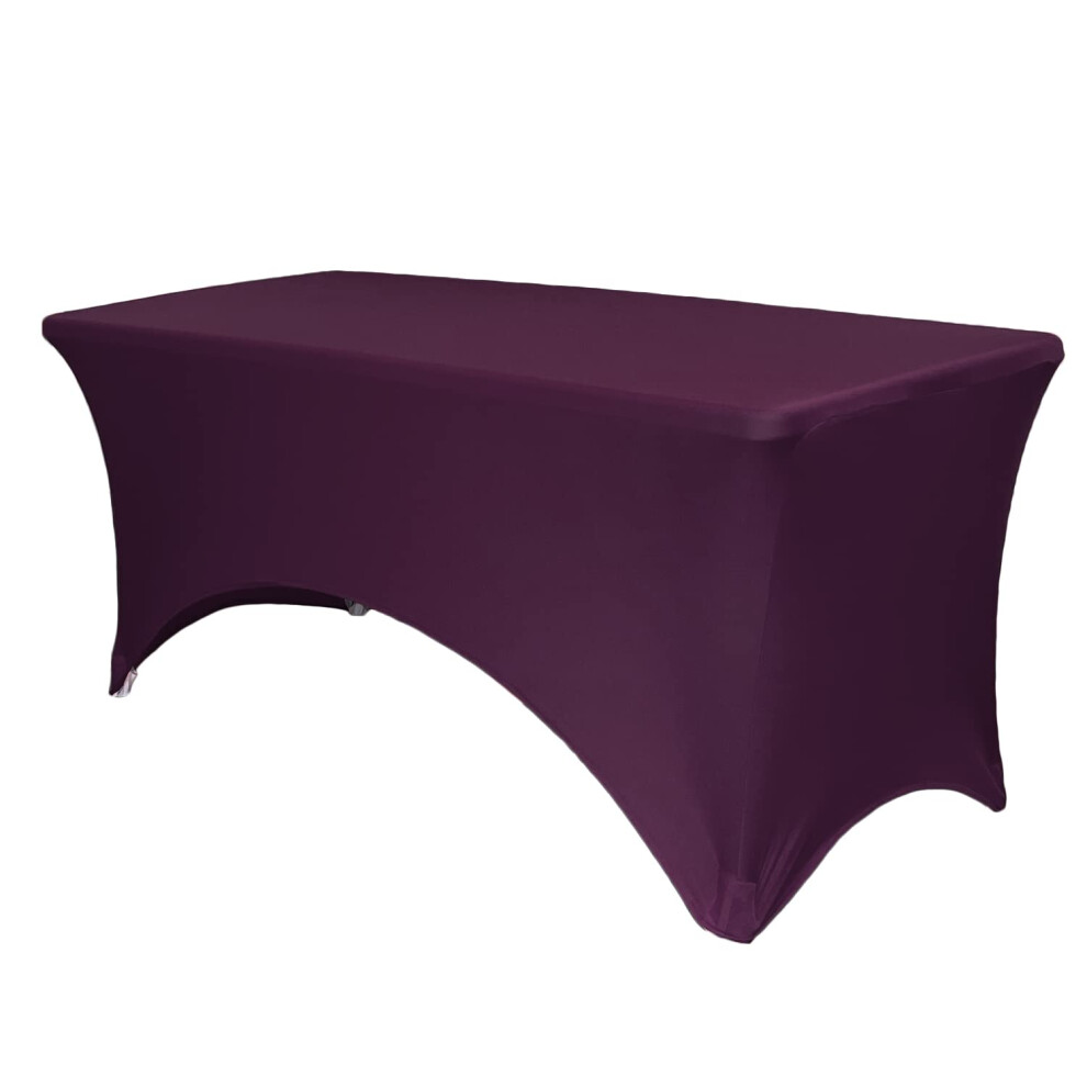 VOS HOUSSES DE CHAISES - Nappes rectangulaires ajust   es en    lasthanne de 6 pieds Housse de table de patio Nappe extensible - Aubergine