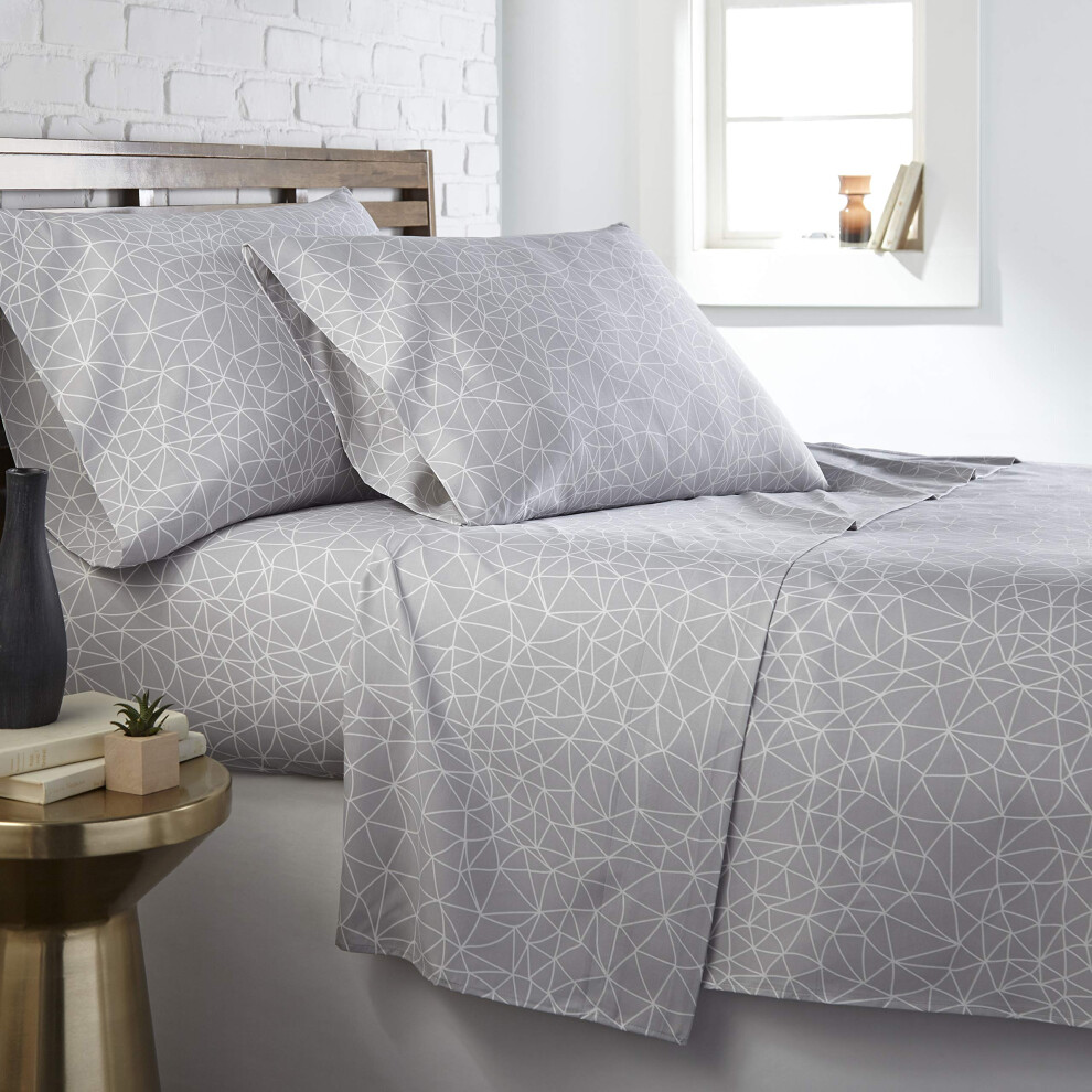 Southshore Fine Living Inc. Ensemble de draps 4 pi   ces de la collection Vilano Choice     motif g   om   trique labyrinthe gris pour lit double