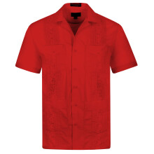 OmegaTux kubai guayabera rvid ujj ing Eskvoi szivar strand csapos alkalmi piros nagy