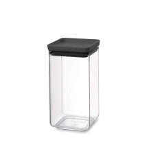 Brabantia Tasty+ Stackable Food Canister (Dark Gray / 0.4 Gal) BPA-Free Space-Saving Durable Jar with Silicone Seal Lid for Freshness