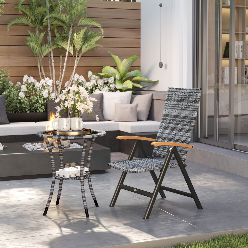 Outsunny Outdoor Folding Rattan Chair, Dining Chair, Light Grey